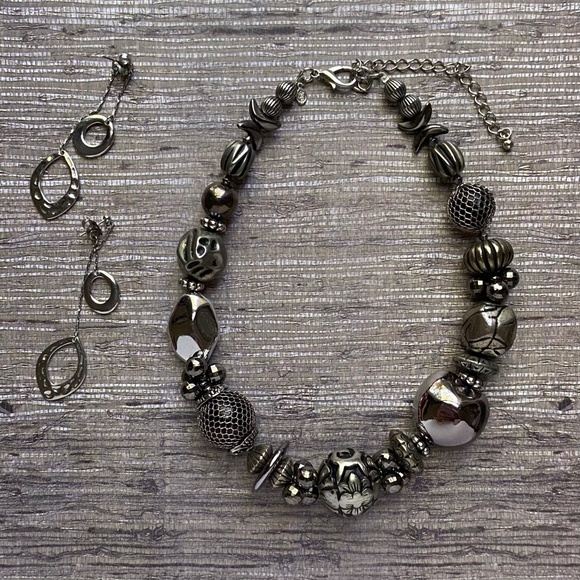 Silver Tone & Black Premier Design Necklace & Lia Sophia Pierced Earrings - Picture 2 of 5